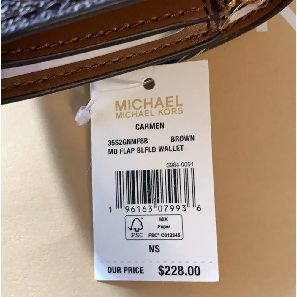 MICHAEL KORS Carmen Medium Faux Leather Belted Satchel & MD FLAP BIFOLD WALLET